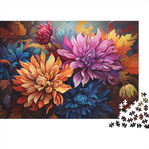 Puzzle für Erwachsene 1000 Teile, Bunte Illustration von Herbstblättern und Astern, Puzzle für Kinder, Holzpuzzle, Spielzeug, Denkspiel, 50 x 75 cm von LiJianXXE