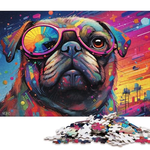 Puzzle für Erwachsene 1000 Teile, Bunter Roboter-Mops, Puzzle für Erwachsene, Holzpuzzle, Familienpuzzlespiel 38x26cm/1000 Teile von LiJianXXE