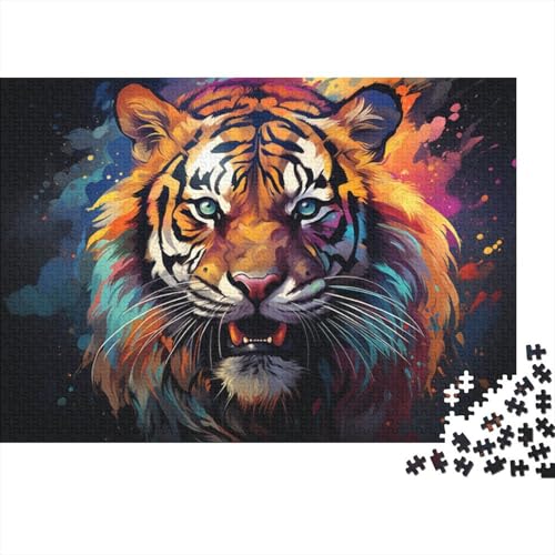 Puzzle für Erwachsene 1000 Teile, Fantasie-Farbmalerei, Tiger-Puzzle für Kinder, Holzpuzzle, Spielzeug, Denkspiel, 50 x 75 cm von LiJianXXE