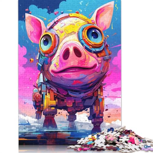 Puzzle für Erwachsene 1000 Teile, Schweinekunst-Roboter-Puzzle für Erwachsene und Kinder, Kartonpuzzle, pädagogisches Stressabbau-Spielzeug-Puzzle, 38 x 26 cm von LiJianXXE