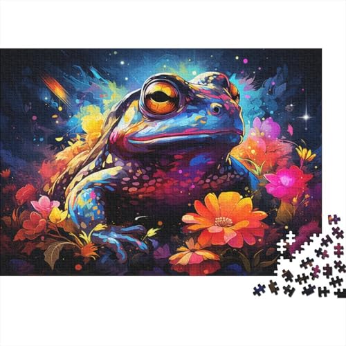 Puzzle für Erwachsene 1000 Teile, bunter Neonfrosch, Puzzle für Kinder, Holzpuzzle, Spielzeug, Denkspiel, 50 x 75 cm von LiJianXXE