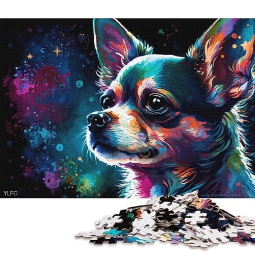 Puzzle für Erwachsene 1000 Teile, buntes Chihuahua-Malpuzzle für Erwachsene, Holzpuzzle, Lernspiel (Größe 75 * 50 cm) von LiJianXXE