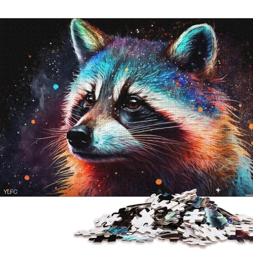 Puzzle für Erwachsene 1000 Teile, buntes Waschbär-Puzzle für Erwachsene, Kartonpuzzle, Lernspiel (Größe 38 * 26 cm) von LiJianXXE