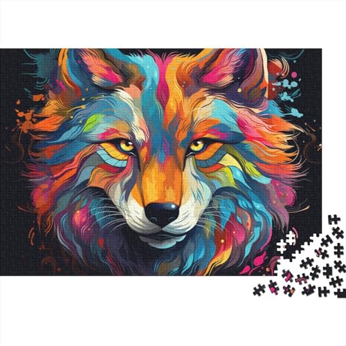 Puzzle für Erwachsene 1000 Teile, buntes Wolfsgemälde, Puzzle für Kinder, Holzpuzzle, Spielzeug, Denkspiel, 50 x 75 cm von LiJianXXE