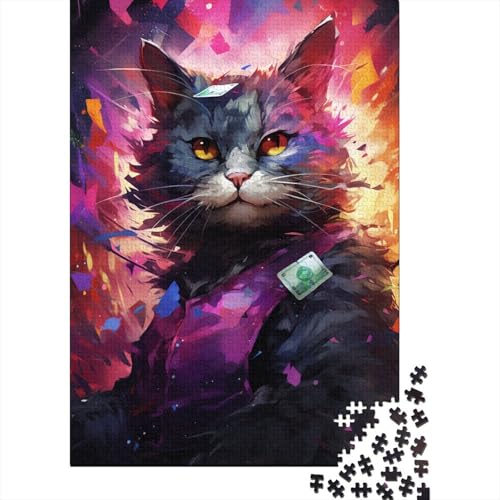 Puzzle für Erwachsene 1000 Teile, klassisches, farbenfrohes Fantasie-Zeichnungs-Katzen-Holzpuzzle, entspannendes Puzzle, Puzzlespiel, Denksportaufgaben (Größe 75 x 50 cm) von LiJianXXE