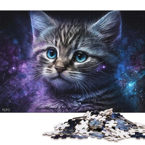 Puzzle für Erwachsene 1000 Teile, kosmisches Tierkätzchen-Puzzle für Erwachsene, Holzpuzzle, Lernspiel (Größe 75 * 50 cm) von LiJianXXE