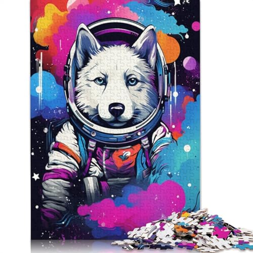 Puzzle für Erwachsene 1000 Teile Astronaut Husky Puzzle für Erwachsene Holzpuzzle Lernspiel für Erwachsene Kinder 75x50cm von LiJianXXE