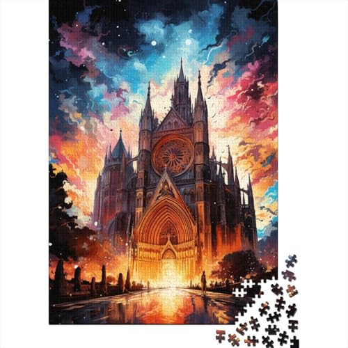 Puzzle für Erwachsene 1000 Teile Bunte Psychedelia der Kathedrale von Sevilla Puzzle für Kinder Holzpuzzle Lernspiel für Erwachsene Kinder 50x75 cm von LiJianXXE