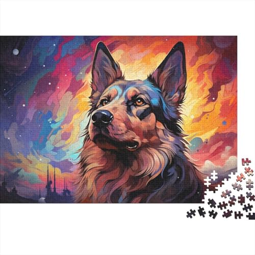 Puzzle für Erwachsene 1000 Teile Deutscher Schäferhund Farbpuzzle für Kinder Holzpuzzle Spielzeug Denkspiel 50x75cm von LiJianXXE