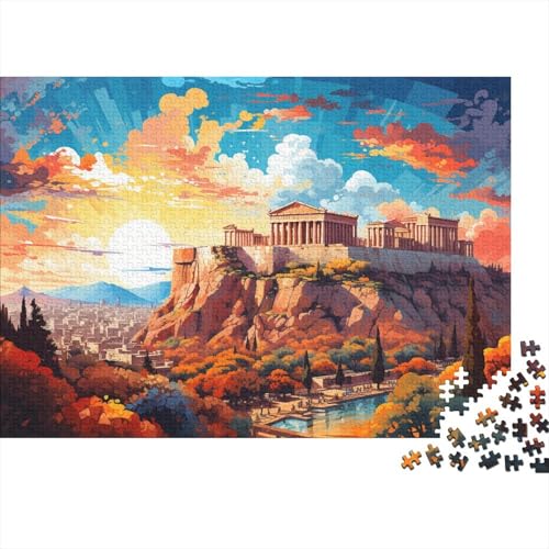 Puzzle für Erwachsene 1000 Teile Die farbenfrohe Psychedelie der Akropolis Puzzle für Kinder, Holzpuzzle, Spielzeug, Denkspiel, 50 x 75 cm von LiJianXXE