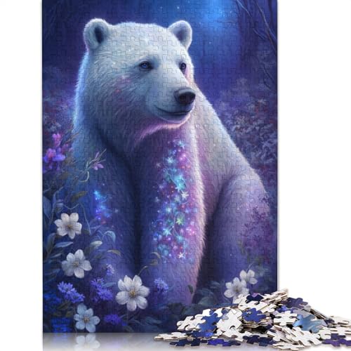 Puzzle für Erwachsene 1000 Teile Eisbär-Blumen-Galaxie-Puzzle für Erwachsene Holzpuzzle Heimdekoration Größe: 75 x 50 cm von LiJianXXE