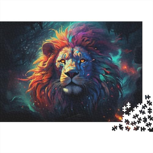 Puzzle für Erwachsene 1000 Teile Geheimnisvoller bunter Löwe Puzzle für Kinder Holzpuzzle Spielzeug Denkspiel 50x75cm von LiJianXXE