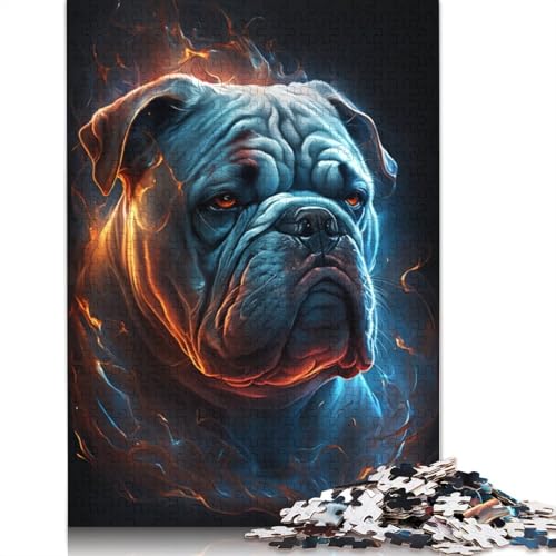 Puzzle für Erwachsene Bulldog Fire, 1000-teiliges Puzzle, Holzpuzzle für Erwachsene und Kinder, Puzzle für Erwachsene, Geschenke, Größe: 75 x 50 cm von LiJianXXE