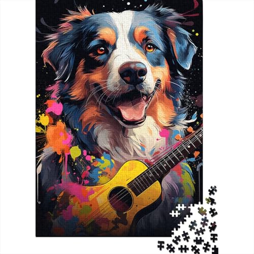 Puzzle für Erwachsene Bunte Psychedelie von Musical Dogs, Holzpuzzle mit 1000 Teilen, kreatives rechteckiges Denkspiel (Größe 75 x 50 cm) von LiJianXXE