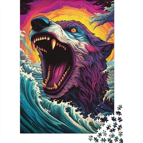 Puzzle für Erwachsene Bunter Wolf 1000 Teile Puzzle Holzpuzzle für Kinder ab 12 Jahren Lernspiel 50x75 cm von LiJianXXE