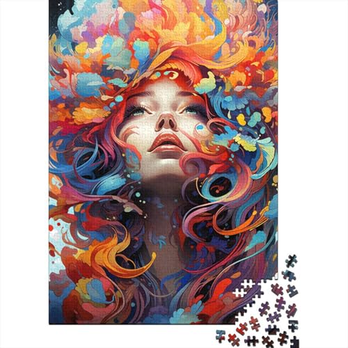 Puzzle für Erwachsene Color Art Girl Puzzles für Erwachsene 1000 Holzpuzzles Puzzles für 12-Jährige Puzzlespiel 50x75 cm von LiJianXXE