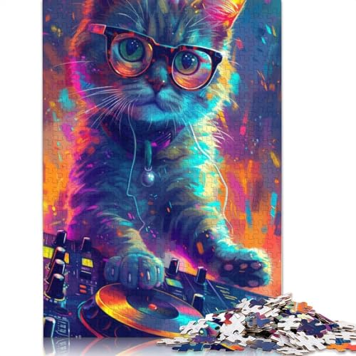 Puzzle für Erwachsene DJ Cat Puzzle für Erwachsene 1000 Teile Papppuzzle für Erwachsene und Kinder ab 12 Jahren Spielzeug-Wanddekoration Größe: 38 x 26 cm von LiJianXXE