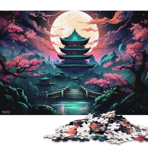 Puzzle für Erwachsene Japanische Tempelkunst - 1000 Teile Puzzle für Erwachsene - Holzpuzzle für Erwachsene und Familien - Familienspaß-Puzzle 38x26cm/1000 Teile von LiJianXXE