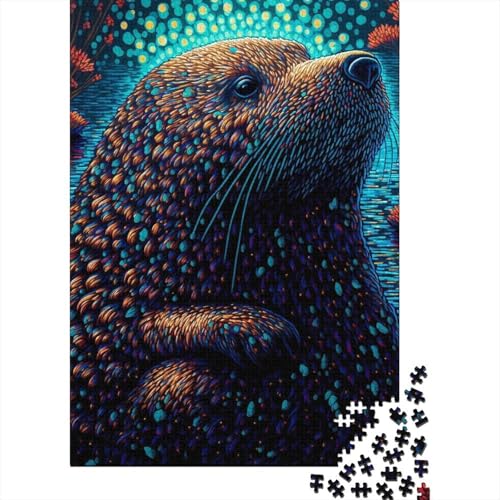 Puzzle für Erwachsene Otter 1000-teiliges Puzzle Holzpuzzle Geeignet für Erwachsene und Kinder ab 12 Jahren Puzzle-Wanddekoration Größe: 75 x 50 cm von LiJianXXE