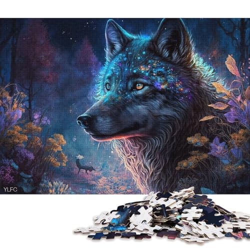 Puzzle für Erwachsene Wolf im Wald, 1000-teiliges Puzzle für Erwachsene und Familien, Kartonpuzzle, Lernspiel (Größe 38 * 26 cm) von LiJianXXE