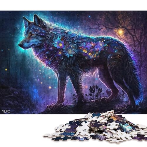 Puzzle für Erwachsene Wolf im Wald, 1000-teiliges Puzzle für Erwachsene und Familien, Kartonpuzzle, Lernspiel (Größe 38 * 26 cm) von LiJianXXE