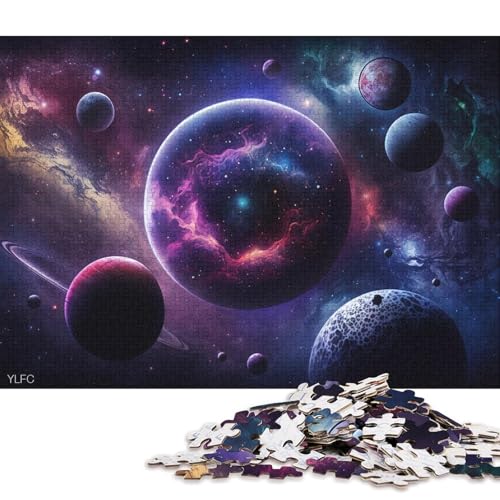 Puzzle für Erwachsene mit 1000 Teilen, Universum, Galaxie, Planeten, Puzzle für Erwachsene, Holzpuzzle, Spielzeug, Wanddekoration (Größe 75 * 50 cm) von LiJianXXE