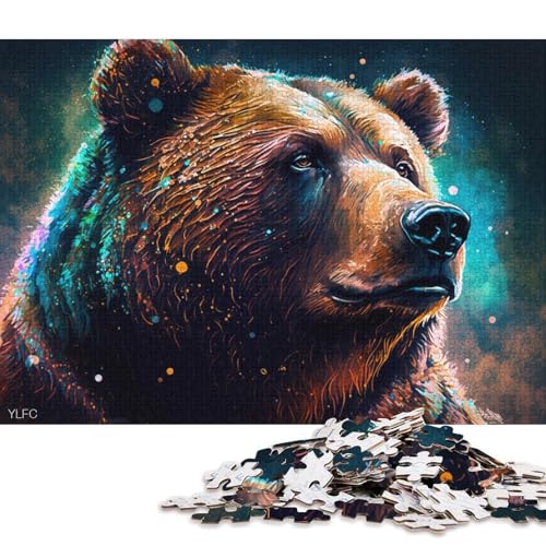 Puzzle für Erwachsene mit 1000 Teilen, bunter Braunbär, Puzzle für Erwachsene, Holzpuzzle, Spielzeug, Wanddekoration (Größe 75 * 50 cm) von LiJianXXE