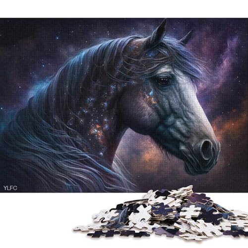 Puzzle für Erwachsene mit 1000 Teilen, kosmisches Galaxie-Pferde-Puzzle für Erwachsene, Karton-Puzzle-Spielzeug, Wanddekoration (Größe 38 * 26 cm) von LiJianXXE