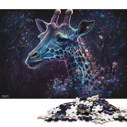 Puzzle für Erwachsene mit 1000 Teilen, magische Giraffe, Puzzle für Erwachsene, Holzpuzzle, Spielzeug, Wanddekoration (Größe 75 * 50 cm) von LiJianXXE