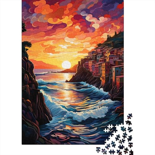 Puzzle für Erwachsene mit 1000 Teilen Die farbenfrohe Psychedelie der Cinque Terre – Puzzle für Erwachsene, anspruchsvolles Denkspiel (Größe 75 x 50 cm) von LiJianXXE