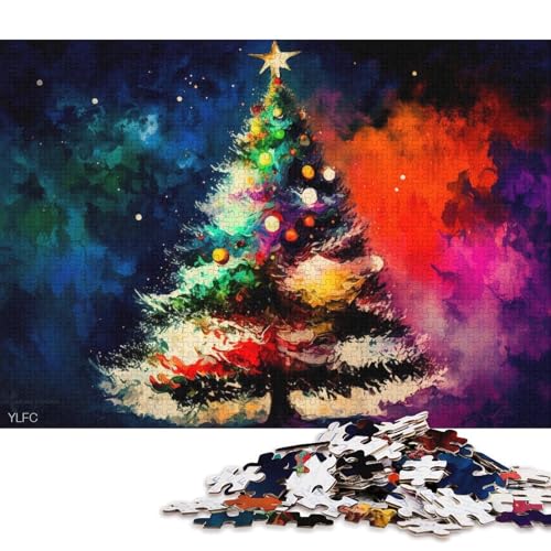 Puzzle für Erwachsene und Kinder, Bunter Weihnachtsbaum, 1000-teiliges Puzzle, Holzpuzzle für Erwachsene und Kinder, tolles Geschenk für Erwachsene (Größe 75 * 50 cm) von LiJianXXE