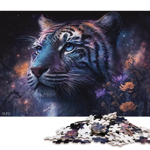 Puzzle für Erwachsene und Kinder, Cosmic Art Tiger, 1000-teiliges Puzzle für Erwachsene und Kinder ab 12 Jahren, Holzpuzzle, Geschenk zum Geburtstag (Größe 75 * 50 cm) von LiJianXXE