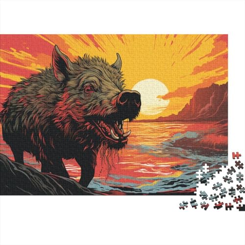 Puzzle für Erwachsene und Kinder, Wildschwein auf dem Meer, 1000-teiliges Puzzle für Erwachsene, Holzpuzzle für Erwachsene und Kinder ab 12 Jahren, Spielzeug-Wanddekoration, 50 x 75 cm von LiJianXXE