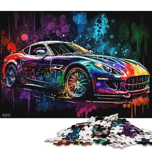 Puzzle für Erwachsene und Kinder, farbenfrohes Sportauto, 1000-teiliges Puzzle, Holzpuzzle für Erwachsene und Kinder, tolles Geschenk für Erwachsene (Größe 75 * 50 cm) von LiJianXXE