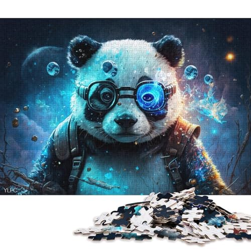 Puzzle für Erwachsene und Kinder, magischer Tierpanda, 1000-teiliges Puzzle, Holzpuzzle für Erwachsene und Kinder, tolles Geschenk für Erwachsene (Größe 75 * 50 cm) von LiJianXXE