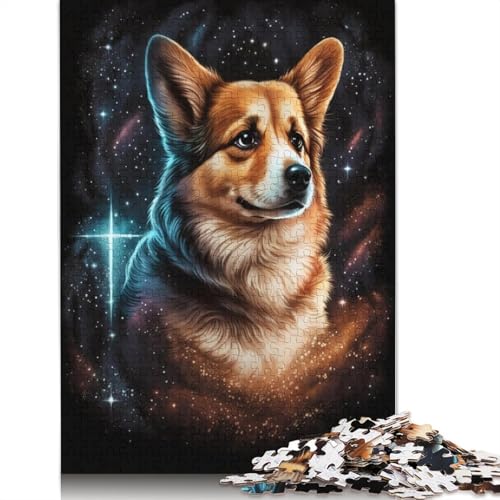 Puzzle für Galaxy Corgi, 1000-teiliges Puzzle, Holzpuzzle für Erwachsene und Kinder ab 12 Jahren, Lernspiel, Herausforderungsspielzeug (Größe 75 x 50 cm) von LiJianXXE