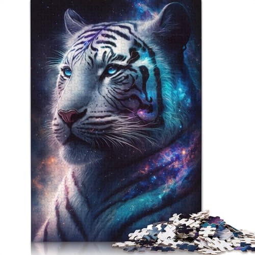 Puzzle für Kunst, Weißer Tiger, Galaxie, 1000-teiliges Puzzle, Holzpuzzle für Erwachsene und Kinder ab 12 Jahren, Lernspiel, Herausforderungsspielzeug (Größe 75 x 50 cm) von LiJianXXE