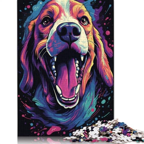 Puzzle mit 1000 Teilen, Beagle-Tierpuzzle für Kinder, Holzpuzzle, Heimkunstdekor, 75 x 50 cm von LiJianXXE