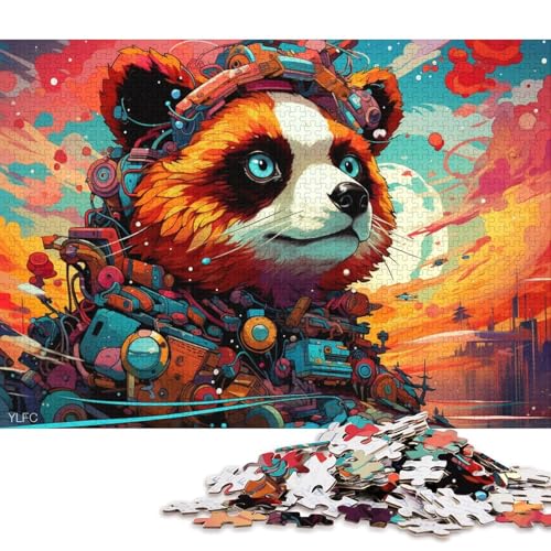 Puzzle mit 1000 Teilen, Bunter Roboter, Roter Panda, Puzzle für Kinder, Holzpuzzle, Lernspiele für Erwachsene und Kinder 38x26cm/1000 Teile von LiJianXXE