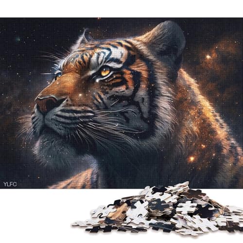 Puzzle mit 1000 Teilen, Cosmic Galaxy Tigers, Puzzle für Erwachsene, Holzpuzzle, Heimdekoration (Größe 75 * 50 cm) von LiJianXXE