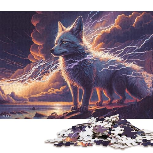 Puzzle mit 1000 Teilen, Kunsttiere, weißer Fuchs, Puzzle für Erwachsene, Holzpuzzle, Spielzeug, Wanddekoration 75x50cm/1000 Stück von LiJianXXE