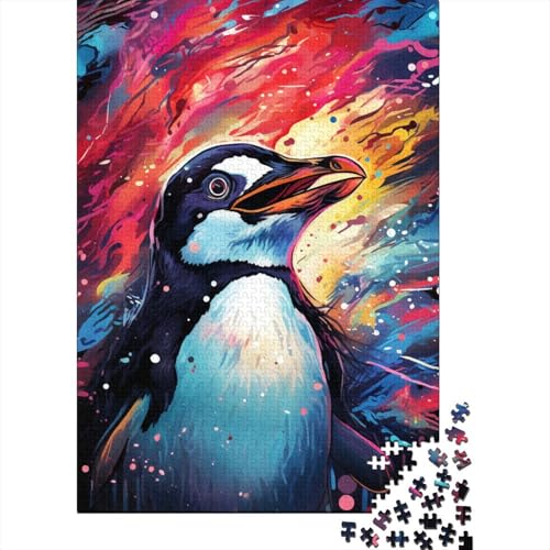 Puzzle mit 1000 Teilen, bunter Pinguin, für Erwachsene und Kinder, Holzpuzzle, Lernspielzeug (Größe 75 x 50 cm) von LiJianXXE