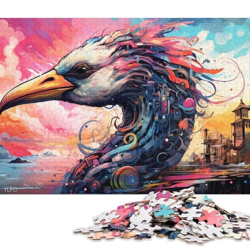 Puzzle mit 1000 Teilen, bunter Roboter-Schwan, Puzzle für Erwachsene, Holzpuzzle, Spielzeug, Wanddekoration 38x26cm/1000 Teile von LiJianXXE