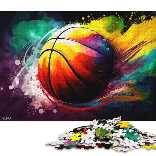 Puzzle mit 1000 Teilen, buntes Basketball-Puzzle für Erwachsene, Holzpuzzle, Lernspiel (Größe 75 * 50 cm) von LiJianXXE