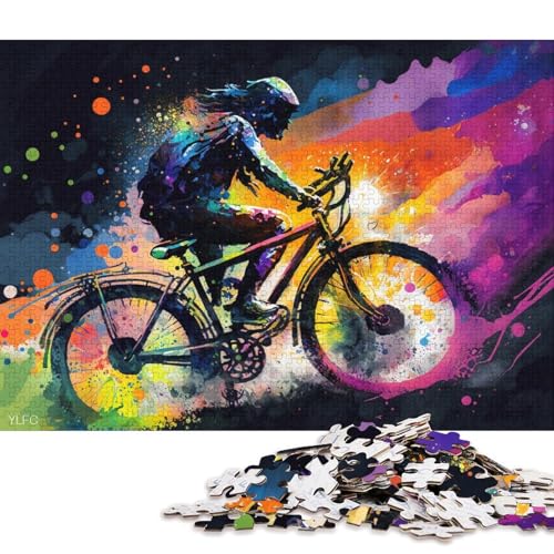 Puzzle mit 1000 Teilen, buntes Fahrrad-Puzzle, Holzpuzzle, pädagogisches Spielzeug-Puzzle zum Stressabbau (Größe 75 * 50 cm) von LiJianXXE