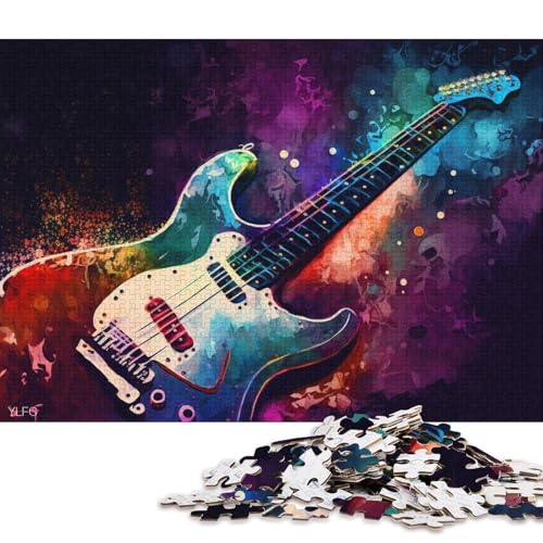 Puzzle mit 1000 Teilen, buntes Gitarrenpuzzle für Erwachsene, Holzpuzzle, Lernspiel (Größe 75 * 50 cm) von LiJianXXE