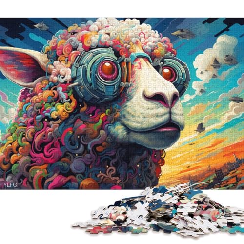 Puzzle mit 1000 Teilen, buntes Schaf-Roboter-Puzzle für Erwachsene, Holzpuzzle, Spielzeug, Wanddekoration 38x26cm/1000 Teile von LiJianXXE