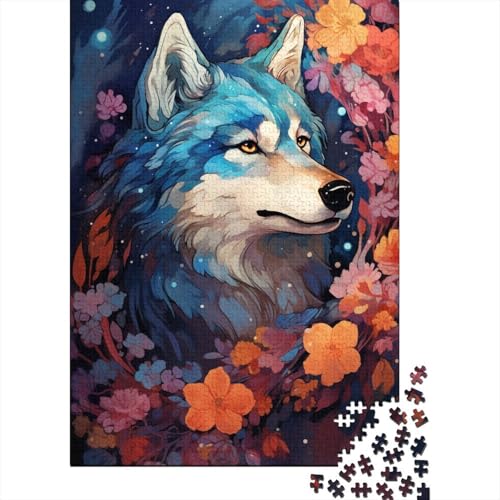 Puzzle mit 1000 Teilen, farbenfrohe Husky-Puzzles für Erwachsene, Holzpuzzles, Lernspiel für Erwachsene und Kinder (Größe 75 x 50 cm) von LiJianXXE