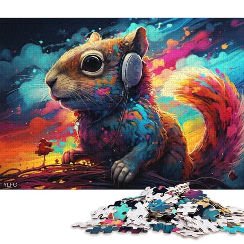 Puzzle mit 1000 Teilen, farbenfrohes Roboter-Eichhörnchen-Puzzle für Kinder, Holzpuzzle, Lernspiele für Erwachsene und Kinder 75x50cm/1000 Teile von LiJianXXE