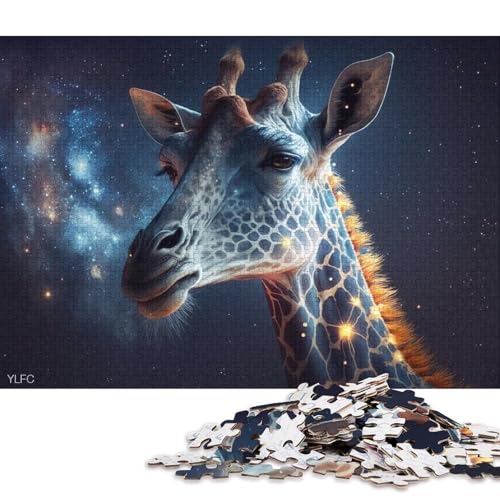 Puzzle mit 1000 Teilen, kosmische Galaxie-Giraffe, Puzzle für Erwachsene, Holzpuzzle für Sommerliebhaber 75x50cm/1000 Teile von LiJianXXE